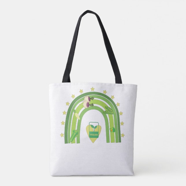 Bolso De Tela Camiseta de arcoiris vegana (Reverso)