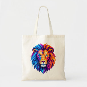 Bolso De Tela Camiseta de arte de león geométrico vibrante