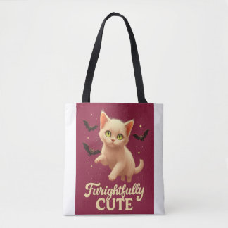 Bolso De Tela Camiseta de gato de Halloween terriblemente linda