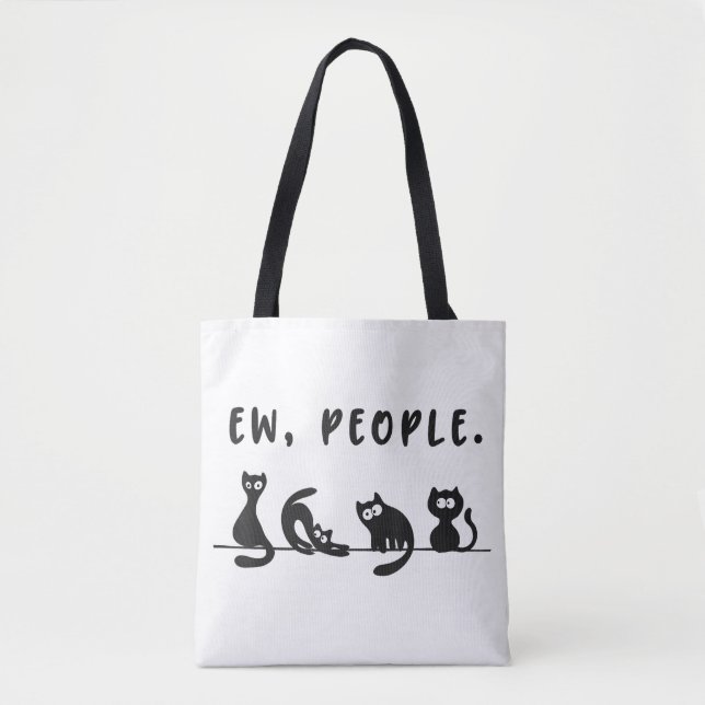Bolso De Tela Camiseta de gato negro mujeres graciosas nuevas pe (Anverso)