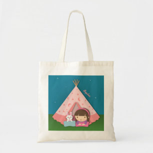 Bolso De Tela Camiseta de niña de camping en tipi