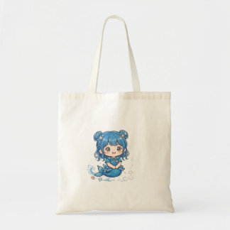 Bolso De Tela Camiseta de niña sirena del océano azul lindo - Ka