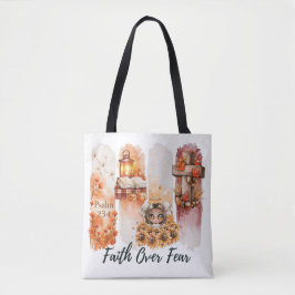 Bolso De Tela Camiseta de otoño Salmo 23:4 Fe sobre Miedo