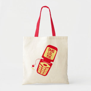 Bolso De Tela Camiseta de teléfono plegable rojo retro
