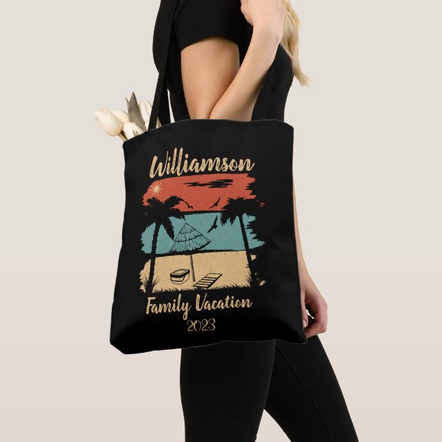 Bolso De Tela Camiseta de vacaciones familiares personalizadas (Detalle)