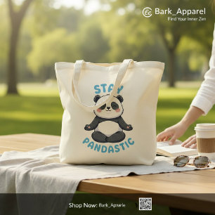 Bolso De Tela Camiseta Divertida de Panda, "Stay Pandastic" - Me