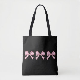 Bolso De Tela Camiseta estética Coquette linda Trio de lazo rosa