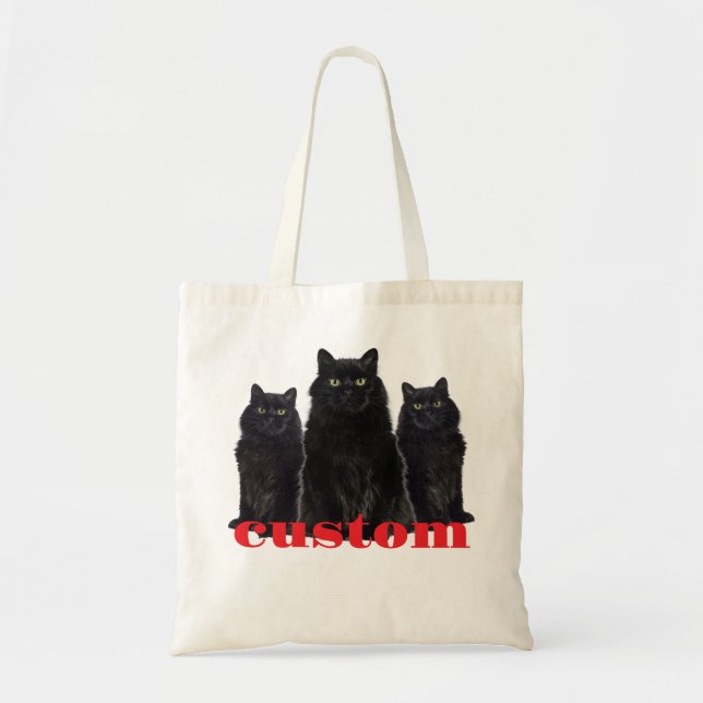 Bolso De Tela Camiseta gráfica de gatos negros personalizado (Frente)