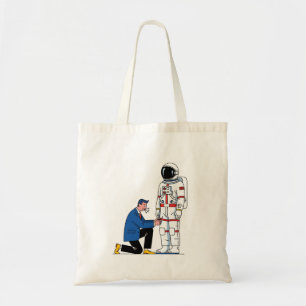 Bolso De Tela Camiseta Minimalista Unisex con traje astronauta