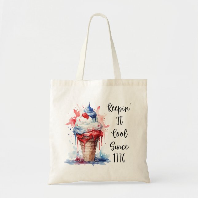 Bolso De Tela Camiseta Patriótica del Crema de Hielo de Julio (Frente)