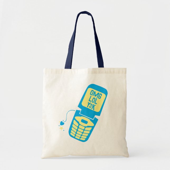 Bolso De Tela Camiseta Retro Blue Flip Phone (Frente)