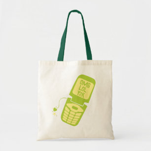 Bolso De Tela Camiseta Retro Green Flip Phone