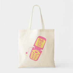 Bolso De Tela Camiseta Retro Pink Flip Phone