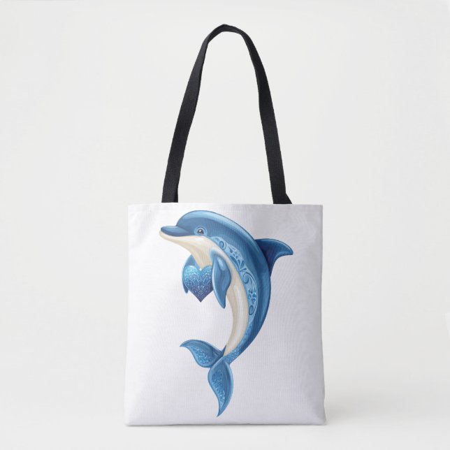 Bolso De Tela Camiseta sonriente para niños delfines (Anverso)