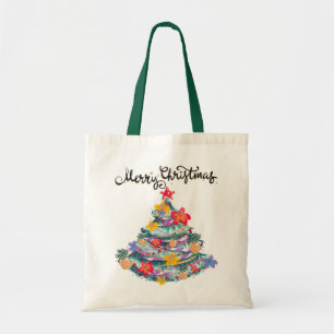 Bolso De Tela Camiseta Tropical Feliz Navidad Árbol de Navidad