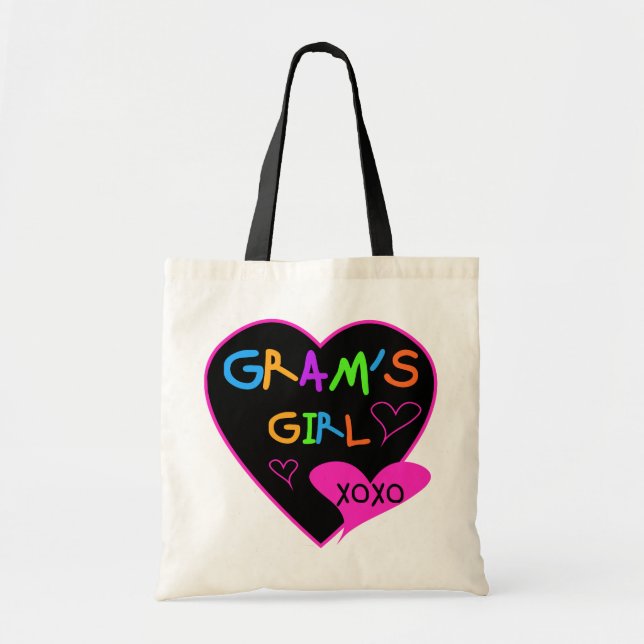 Bolso De Tela Camisetas, tazas, botones, Fundas Chicas de Gram (Frente)