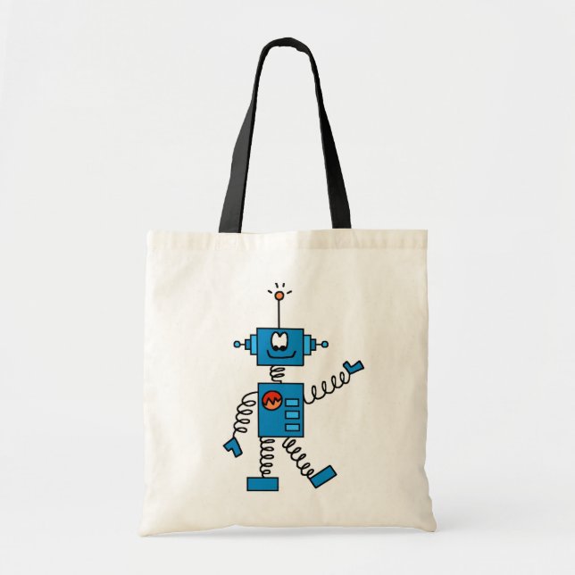 Bolso De Tela Camisetas y regalos azules del robot (Frente)