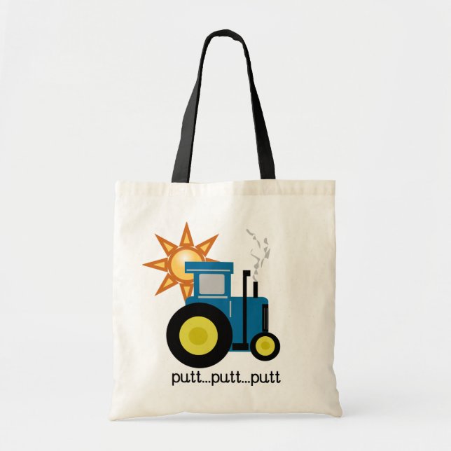 Bolso De Tela Camisetas y regalos azules del tractor del putt (Frente)
