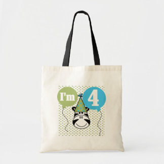 Bolso De Tela Camisetas y regalos de cuarto cumpleaños de cebra