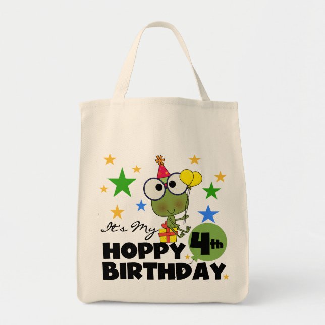 Bolso De Tela Camisetas y regalos de cumpleaños de Hoppy Frog (Frente)