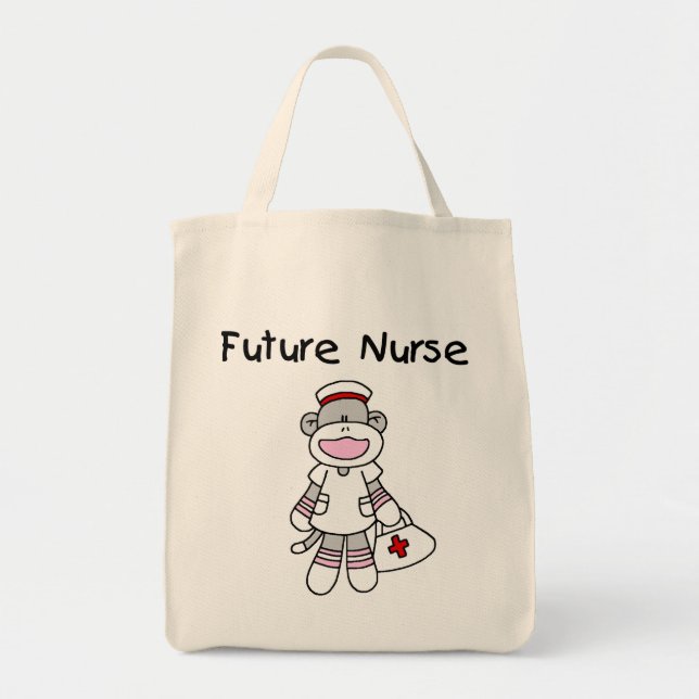Bolso De Tela Camisetas y regalos de enfermeras futuras de monos (Frente)