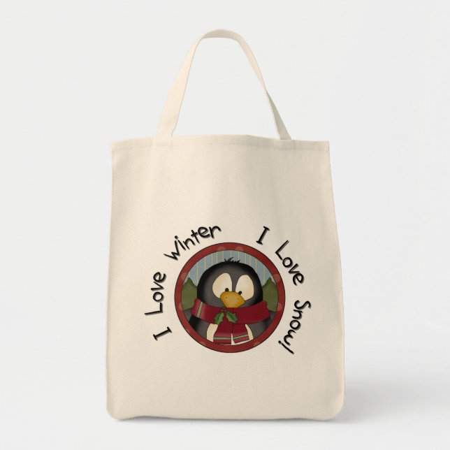 Bolso De Tela Camisetas y regalos de invierno pingüino (Frente)