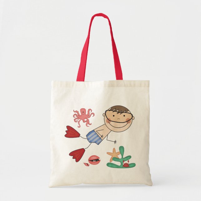 Bolso De Tela Camisetas y regalos de la natación del muchacho (Frente)