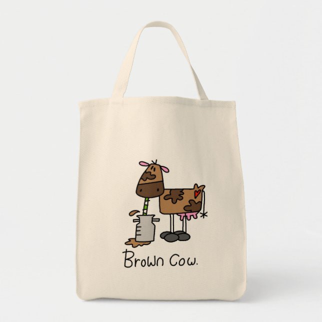 Bolso De Tela Camisetas y regalos de la vaca de Brown (Frente)