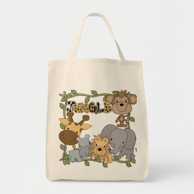 Bolso De Tela Camisetas y regalos de los animales de la selva de (Frente)