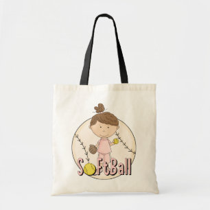 Bolso De Tela Camisetas y regalos del softball de los chicas