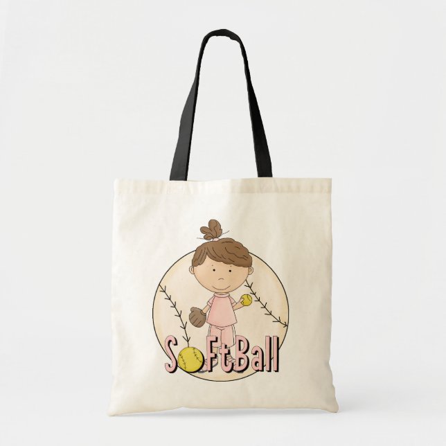 Bolso De Tela Camisetas y regalos del softball de los chicas (Frente)