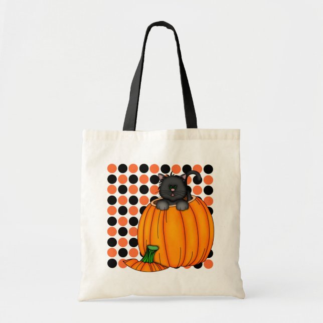 Bolso De Tela Camisetas y regalos para gatos de Halloween (Frente)