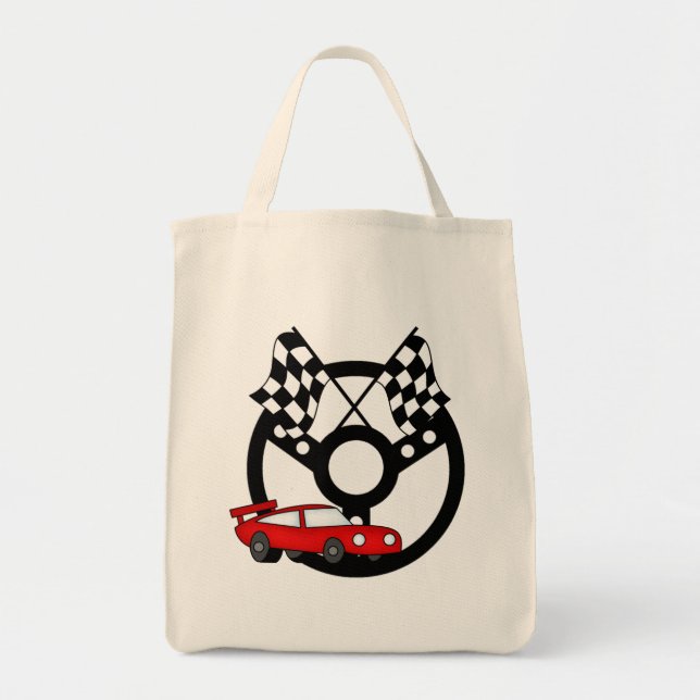 Bolso De Tela Camisetas y regalos rojos del coche de carreras (Frente)