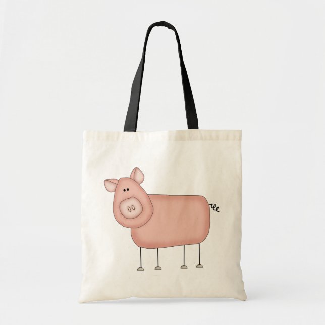 Bolso De Tela Camisetas y regalos rosados del cerdo (Frente)