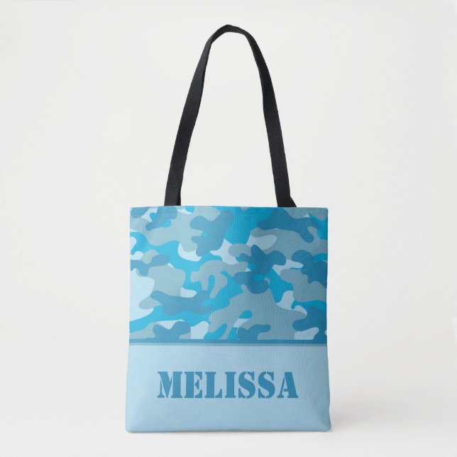Bolso De Tela Camo azul (camuflaje) el | personalizado (Anverso)
