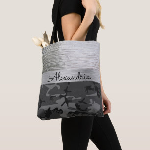 Bolso De Tela Camo negro Shimmer Silver personalizado