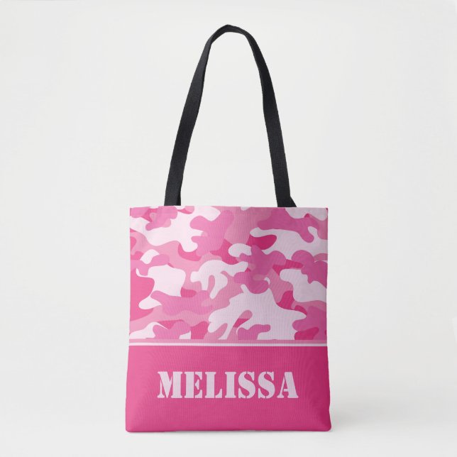 Bolso De Tela Camo rosado (camuflaje) el | personalizado (Anverso)