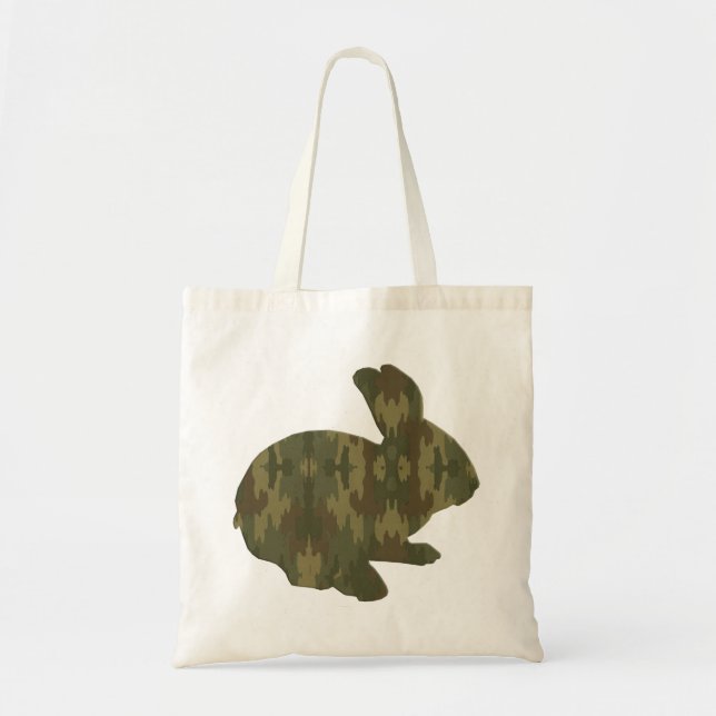 Bolso De Tela Camouflage Silhouette Easter Bunny Tote Bag (Frente)