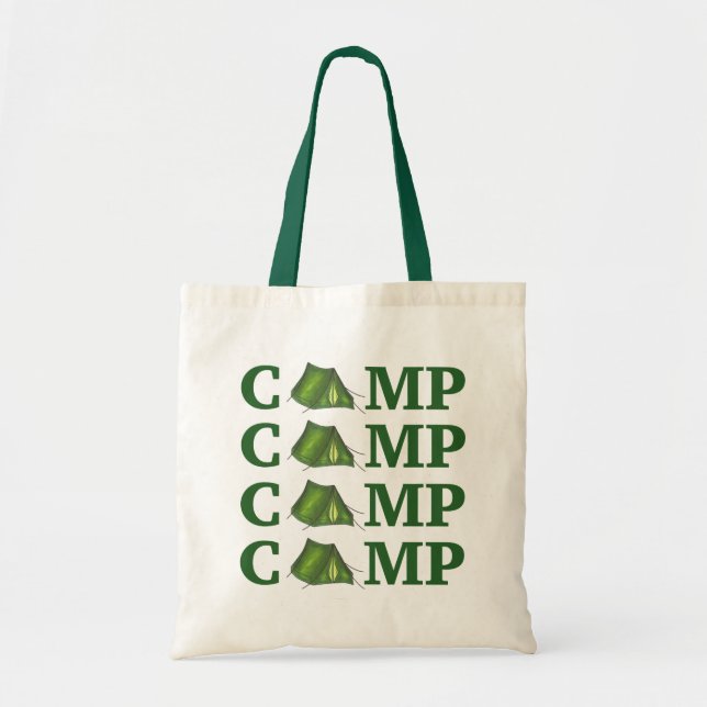 Bolso De Tela CAMP Green Tent Summer Camping Camper Tote (Frente)