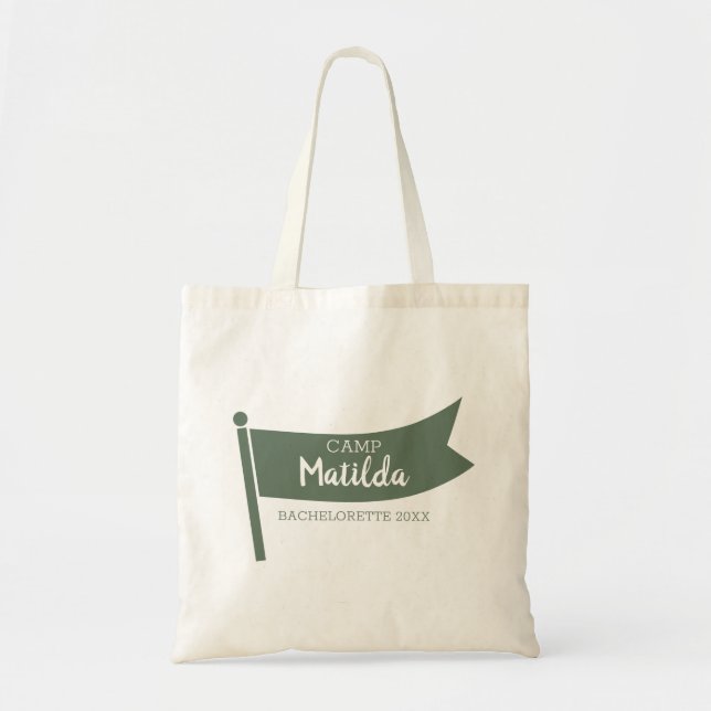 Bolso De Tela Campamento Bachelorette Mountain Green Flag Campin (Frente)