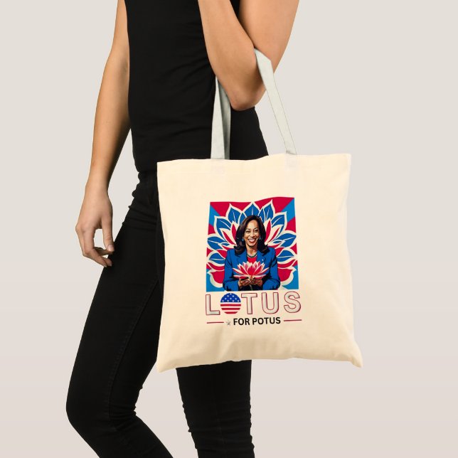 Bolso De Tela Campaña "Lotus Kamala Harris President" (Anverso (producto))