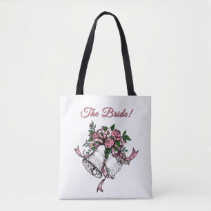 Bolso De Tela Campanas de boda rosadas La novia