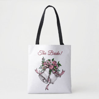Bolso De Tela Campanas de boda rosadas La novia