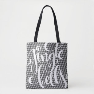 Bolso De Tela Campanas de Navidad Cuadro de Búfalo Blanco y Negr