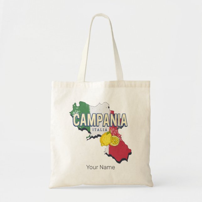 Bolso De Tela Campania Italia Región Retro Mapa de recuerdos de  (Frente)