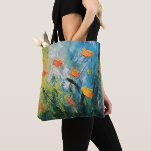Bolso De Tela Campanillas – Pradera floral abstracta en movimien