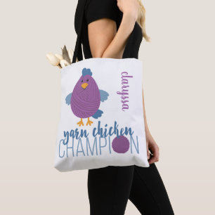 Bolso De Tela Campeón de pollo morado y azul
