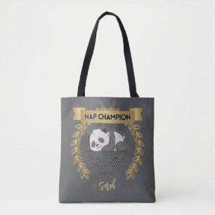 Bolso De Tela Campeón de Sueño de Panda Divertido Personalizable