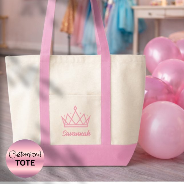 Bolso De Tela Campeona de título de corona personalizada Essenti (Make her reign more memorable with a customized tote for pageant events, rehearsals and appearances)