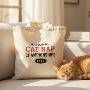 Bolso De Tela Campeonatos Divertidos de Siesta de Gato Retro Nov
